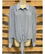 Calvin Klein Light Blue Button Down Sheer Sleeve Tie Up Blouse Woman's L KG - €8,55 EUR Calvin Klein Light Blue Button Down Sheer Sleeve Tie Up Blouse Woman's L KG - €8,55 EUR