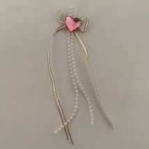 Pack of 100, Ribbon with Bead Strings and Pink Acrylic Heart, Arts and C... - £19.51 GBP