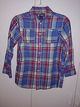 Chaps Boy&#39;s Ls Plaid Button COTTON/POLYESTER SHIRT-8-BARELY WORN-NICE - £2.98 GBP