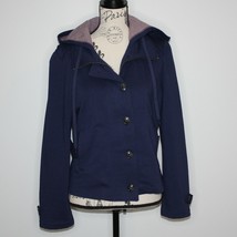 Shade Women&#39;s Navy Blue Soft Hoodie Jacket with Striped Hood size M - $18.49