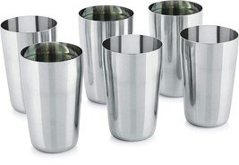 Stainless Steel Water Serving Glass Barware Drinking Tumbler 350ML Each Set Of 6 - £23.19 GBP