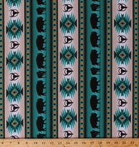 Cotton Southwestern Buffalo Tucson 485 Turquoise Fabric Print Bty D366.36 - £25.15 GBP