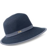 LANDS&#39; END Face Saver Sun Hat Size S/M Dark Radiant Navy Blue White Acce... - £15.51 GBP