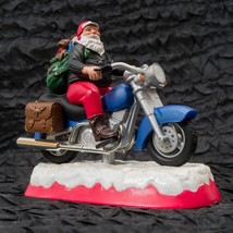 Santas Best Plays Born To Be Wild Biker Santa Motorcycle Musical Ornament Lights - £29.77 GBP