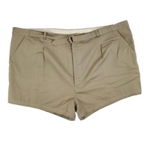 Vintage Big Man by Block Shorts Khaki Tan Size 48 Stretch Waist D Ring Belt - $17.95