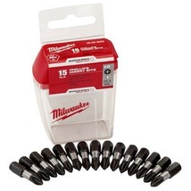 Milwaukee Tool 1" Impact Bits - 15 Pack -Wear Guard Tip - PH2 - Shockwave - $11.89