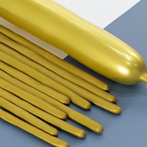 260 Balloons Metallic Gold, Thickened 100 Pack Long Balloons Twisting Skinny Mag - £11.73 GBP