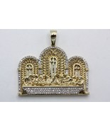 Fine 10K Yellow Gold Diamond Accent &quot;The Last Supper&quot; Pendant Charm Reli... - $747.62 CAD