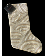 Christian Siriano Christmas Stocking Gold Silver White Beaded Front Acce... - £42.04 GBP