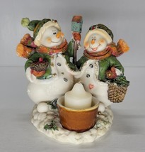 Snowman Friends with Bird and Birdhouse Resin Tea Light Candle Holder - £6.26 GBP