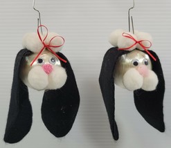 I) Vintage Pair of 2 Puppy Dog Hand Crafted Christmas Tree Ornaments - £7.83 GBP