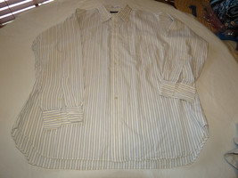 Mens Saks Fifth Avenue 17-35 striped cotton USA long button up shirt cas... - $23.16