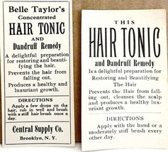 Beauty Hair Tonic Lot of 2 Central Supply Co Antique Labels 1910s Medical  - £11.78 GBP