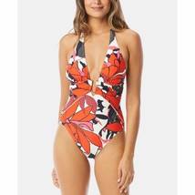 Vince Camuto Halter One Piece Swimsuit Red Floral Size 4 U-Wire New Slim... - £31.54 GBP