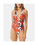 Vince Camuto Halter One Piece Swimsuit Red Floral Size 4 U-Wire New Slim... - £31.69 GBP