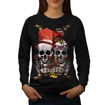 Wellcoda Love Forever Metal Skull Womens Sweatshirt, Rose Casual Pullover Jumper - £22.86 GBP+