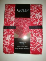 New LAUREN Ralph Lauren 60 x 104" Tablecloth Red with White Winter Poinsettia - $49.49