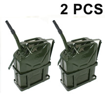 2Pc 5 Gallon 20L Liter Jerry Can Metal Steel Tank Military Green With Ho... - £121.81 GBP