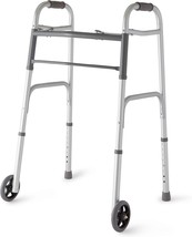 Guardian Deluxe 2-Button Folding Walker 5&quot; Wheels 350 lbs Weight Capacity ~NEW~ - £44.10 GBP