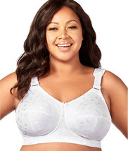 Elila White 1305 Full Coverage Jacquard Wireless Bra ~ Cup Sizes F - O - $55.00