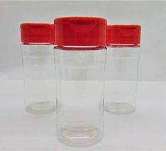 Medium 4 OZ Clear Plastic Spice Container Bottle Jar With Red Cap- Set o... - £10.01 GBP