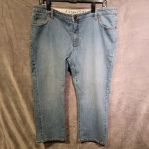 GUC Lands End Womens Original Fit Modern Waist Boot Cut Blue Capri Jeans... - £9.30 GBP