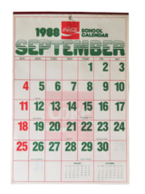 Vintage 1988 - 1989 Coca Cola Wall School Calendar 19’ x 13'  - $29.99