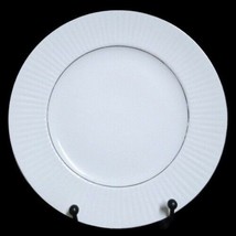 Gibson Designs BLACK TIE 4-Salad Dessert Plates White 7 ½&quot; D Silver Trim... - £35.56 GBP