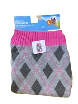Vibrant Life Dog Knit Sweater Pink Grey Size Large NWT - $11.85
