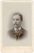 Circa 1890&#39;S Cabinet Card Handsome Man Mustache Suit &amp; Tie Kimball Gardiner Me - £9.56 GBP