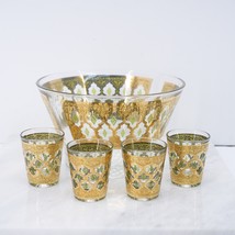 Vintage Culver Valencia Ice Bucket and 4 Shot Glasses 22k Gold Madmen Serve Wear - £96.63 GBP