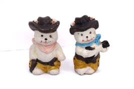 Cowboy Teddy Bears Salt And Pepper Shakers Ceramic 3.5&quot; - £7.82 GBP