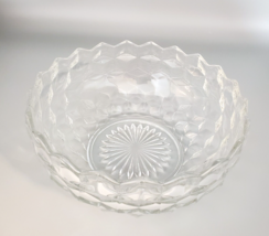 Fostoria American Glass Bowl 8&quot; Cube Pattern MCM Scalloped Edge EUC Round VTG - £19.57 GBP