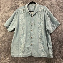 Tommy Bahama Silk Shirt Mens Extra Large Light Blue Floral Hawaiian Butt... - $17.49