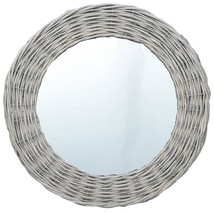 vidaXL Vintage Rattan Wall Mirror, Beige, Round, Rustic Home Decor - $115.55 CAD