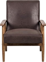 Barlow Modern Vintage Accent Chair, Leather-Look Microfiber Armchair With Open A - £217.48 GBP