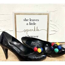 80s 90s VTG Stuart Weitzman for Martinique Black Patent Pumps Colored Ba... - $827.42 MXN