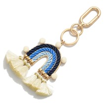 Blue Rope Rainbow Keychain Bag Purse Charm with Tassels Pom-Pom - €11,86 EUR