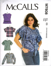 McCall's M7808 Misses 14 to 22 Easy Tops Uncut Sewing Pattern New - £10.95 GBP