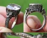 ANITIQUE size 7 ring CLEAR GEMSTONE MARCASITE STERLING estate sale BEAUT... - $59.99