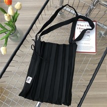 Female Pleats Tote Organ Bag Designer Chic Stitching Contrast Korean Fashion Sho - £27.68 GBP