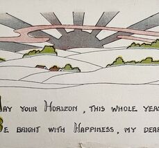 Horizon Gray Sun  New Year Greeting Victorian Card Postcard 1900s Floral... - $19.99 Horizon Gray Sun  New Year Greeting Victorian Card Postcard 1900s Floral... - $19.99