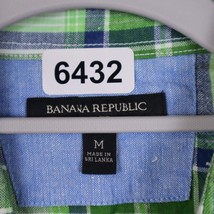 Banana Republic Shirt Adult M Green Plaid Long Sleeve Button Up Linen Cotton Men - £19.03 GBP