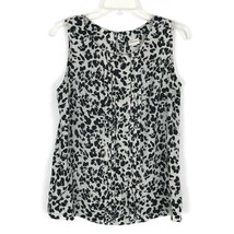 Merona Womens Shirt Size Medium M  Black White Scoop Neck Sleeveless But... - £18.20 GBP