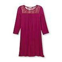 Womens Pajamas Nightgown Jaclyn Smith Red Long Sleeve Knit Lace-size S - £17.13 GBP