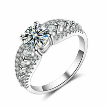 Gorgeous Engagement Ring 2.40Ct Round White Diamond Solid 14k White Gold Size 6 - £213.47 GBP
