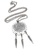 Seed of Life Pendant Necklace Feather Dream Catcher Chain Native American - £4.17 GBP
