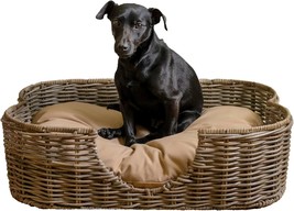 Dbd1002A Scallop 27 X 18.25 Tropical Handwoven Rattan Dog Bed With Machine W - $128.99