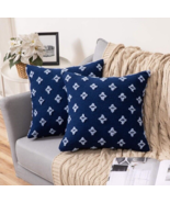 MIULEE Decorative Throw Pillow Covers Rhombic Jacquard Pillowcase Blue 1... - $18.49