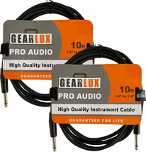 Instrument/Guitar Cable, 10 Foot, Black, Gearlux, 2 Pack. - $39.98
